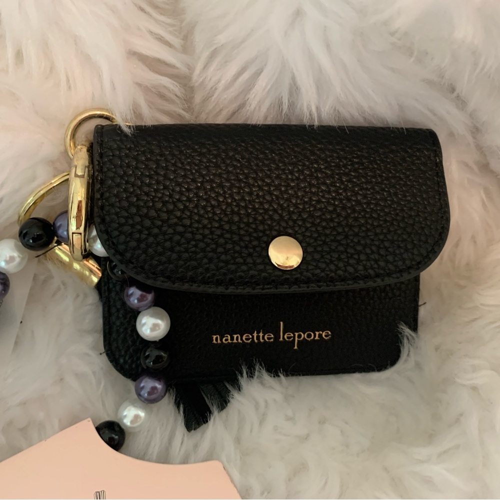 NANETTE LEPORE Black hands-free bracelet, bundle card case holder NWT